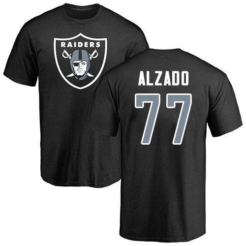 Men Oakland Raiders Black Lyle Alzado Name and Number Logo NFL Football #77 T Shirt->nfl t-shirts->Sports Accessory